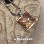 Champagne CZ Designer Pendant 925 Sterling Silver & 14 Karat Gold