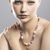 Gorgeous designer Jumbo pearl & Wild Amethyst necklace with Gold beads