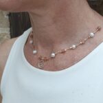 Hand made Beaded Sterling silver necklace with Sun stone & Pearls