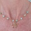 Two tone Gold & Silver Amazonite necklace with Gold flower pendant