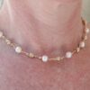 All around Fresh water Pearl & Hammered Gold filled beads necklace