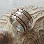 Impressive Hand made Sterling Silver & Gold Spinner ring with Champagne stones