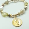 Beautifully made decorative Gold coin bracelet with chunky wild smoky nuggets & unique pearls
