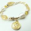 Gorgeous hand made wild faceted Citrine with Unique Jumbo pearls & dangling Gold coin
