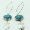 Hand made 925 sterling silver Oval Turquoise earrings with Pomegranate
