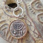925 Sterling silver & 9 Karat Gold designer Menorah medallion necklace