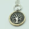 925 Sterling silver Tree of life medallion with hand made 9 Karat Gold frame