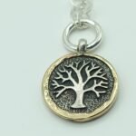 925 Sterling silver Tree of life medallion with hand made 9 Karat Gold frame